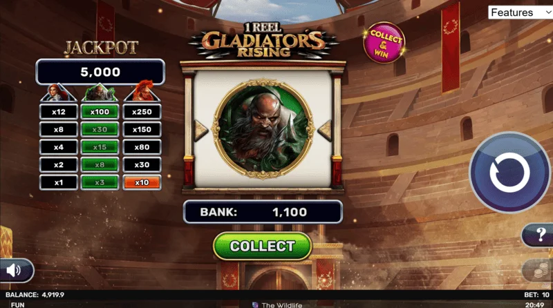1 Reel - Gladiator's Rising - Mega Prize jackpot win